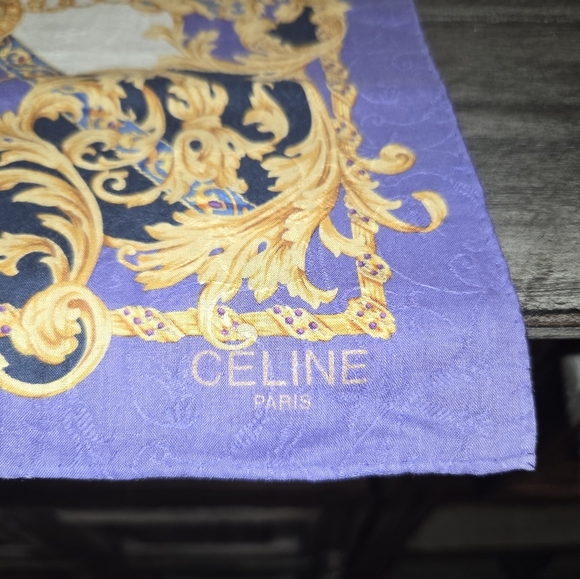 Celine Lavish Purple and Gold Patterned Scarf - Picture 3 of 3